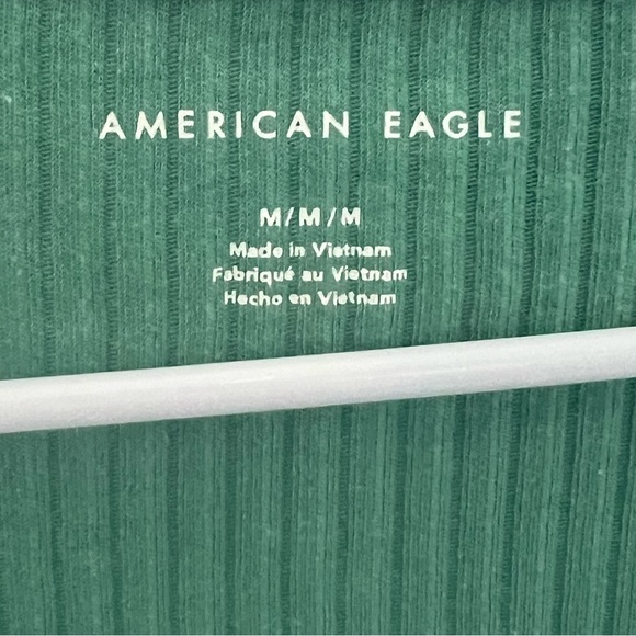 💥American Eagle Ribbed Cropped T-Shirt Ruffle‎ Trim💥 - Picture 4 of 5